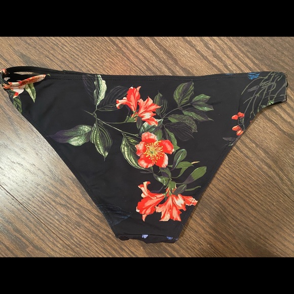 Black Floral Bikini Bottom Size S - Picture 3 of 5